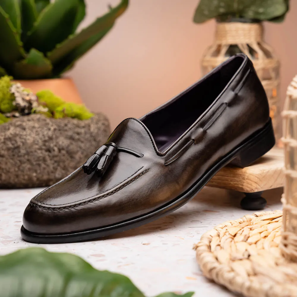 15-586-GRY FRANCO Italian Calfskin Tassel Loafer Grey