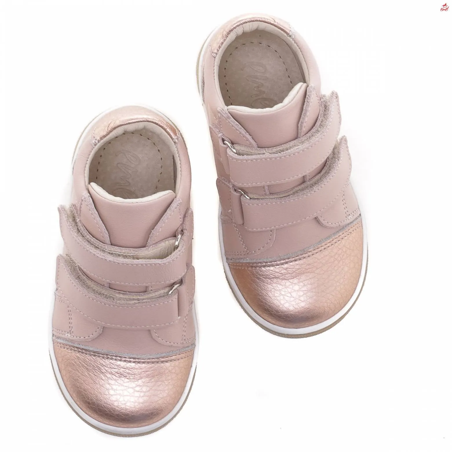 (2675-16) Emel shoes velcro trainers shiny pink