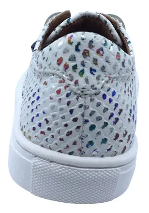 Atlanta Mocassin Shoes Girl's Iridescent Sneakers, White