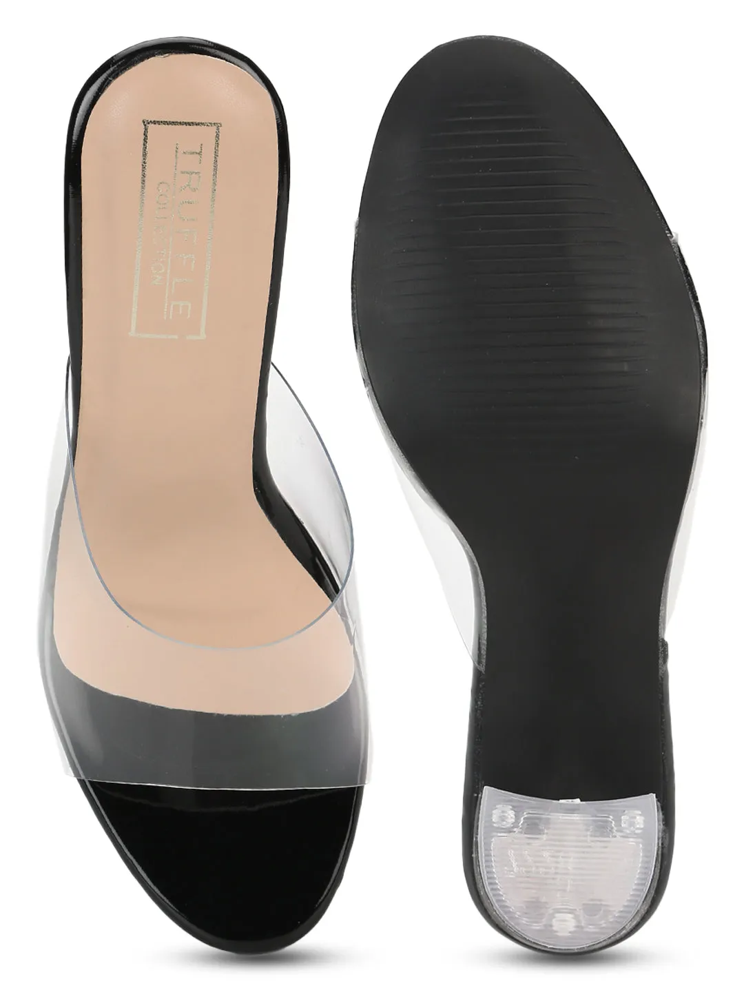 Black Clear Perspex High Heel Mules