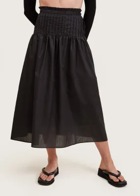 Black Tucked Drop Waist Skirt