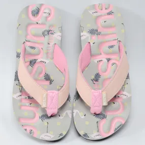 C1627A W-MARK Summer Sun Shine Pink stripes with Grey Ground Flip Flop.