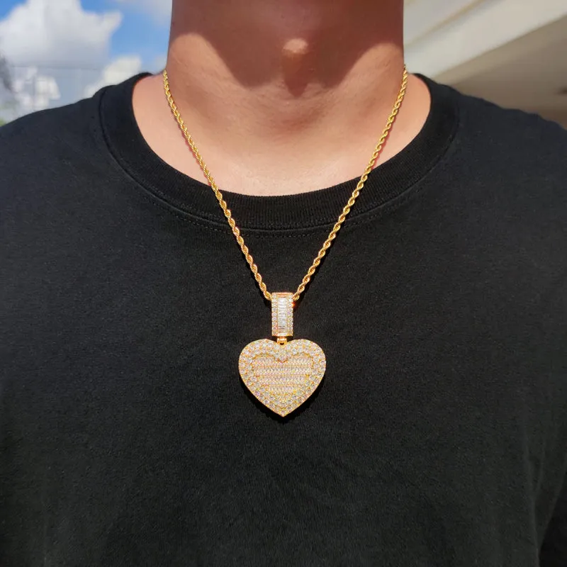 【Custom】Heart Shaped Flip cover Photo Frame Pendant