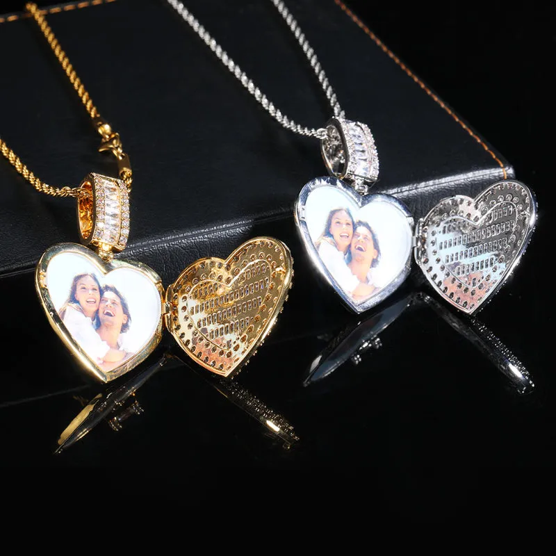 【Custom】Heart Shaped Flip cover Photo Frame Pendant