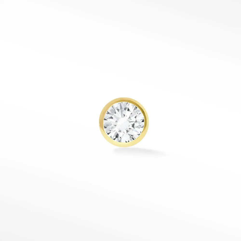 Diamond Flat Back Earring Diamond Bezel 14k Yellow