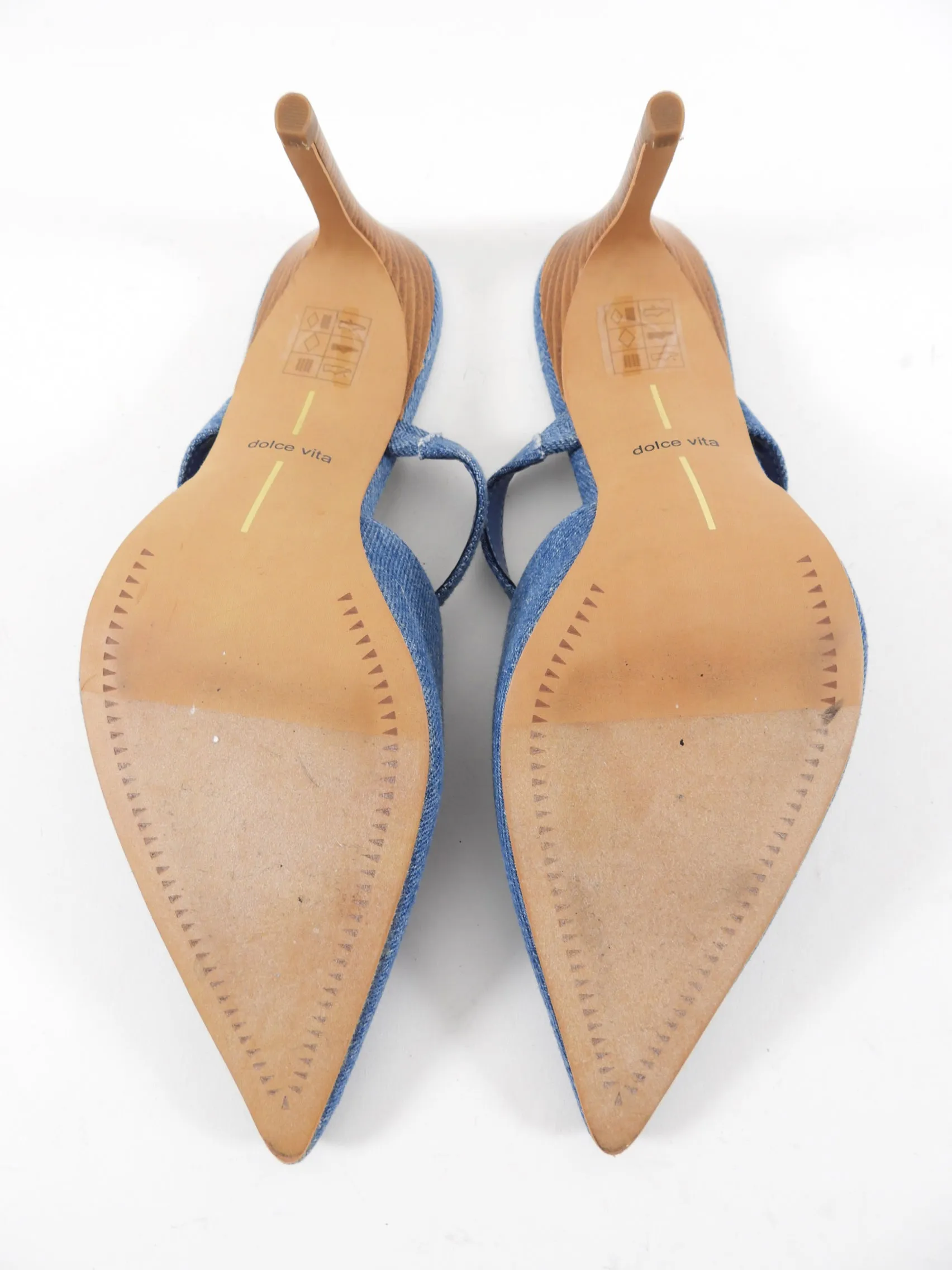 Dolce Vita Blue Denim Pointed Mules - 7