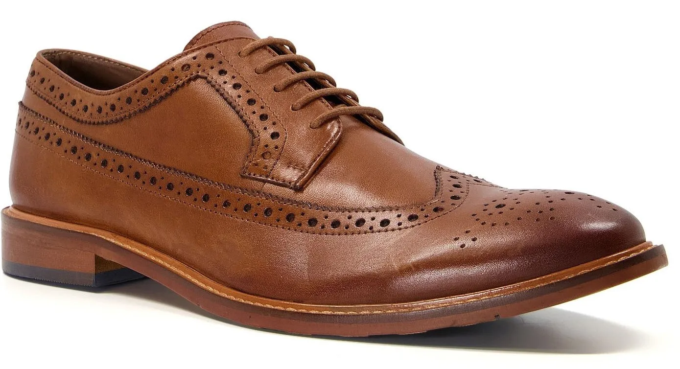 Dune Superior Mens Leather Wingtip Brogue Shoe