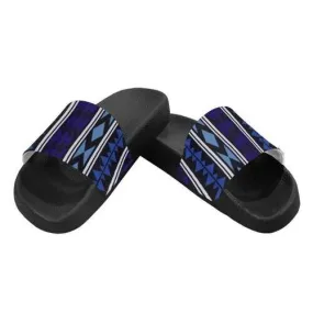 Flip-Flop Sandals, Dark Blue Aztec Style Women's Slides