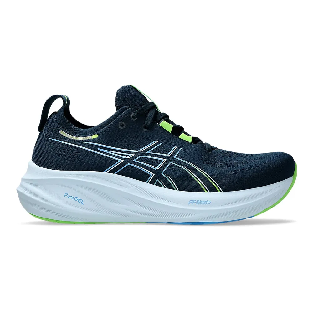 Men's Asics GEL-Nimbus 26, French Blue/Electric Lime, 10 2E Wide