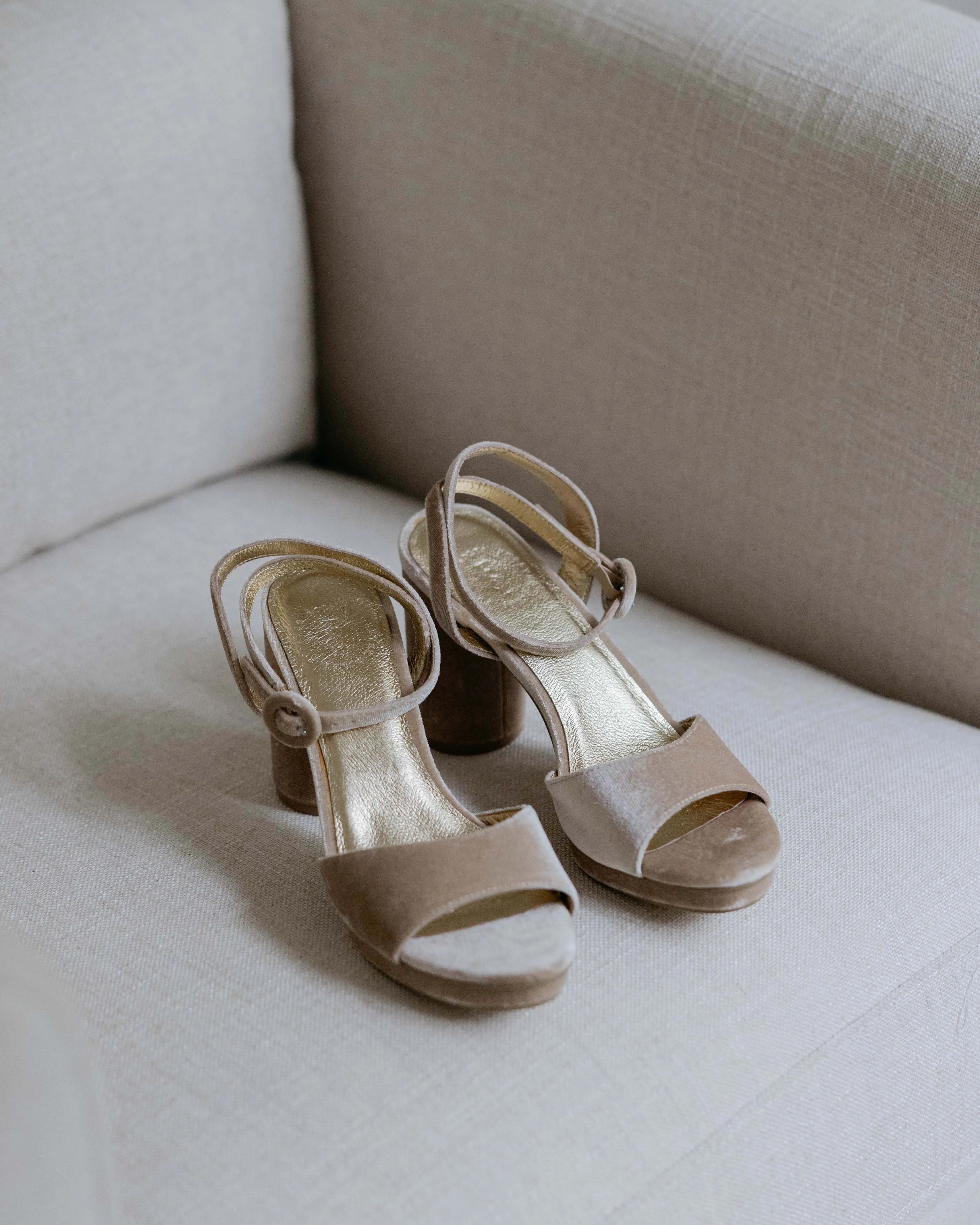 MOONDANCE - NUDE VELVET WEDDING PLATFORM HEEL - FINAL SALE