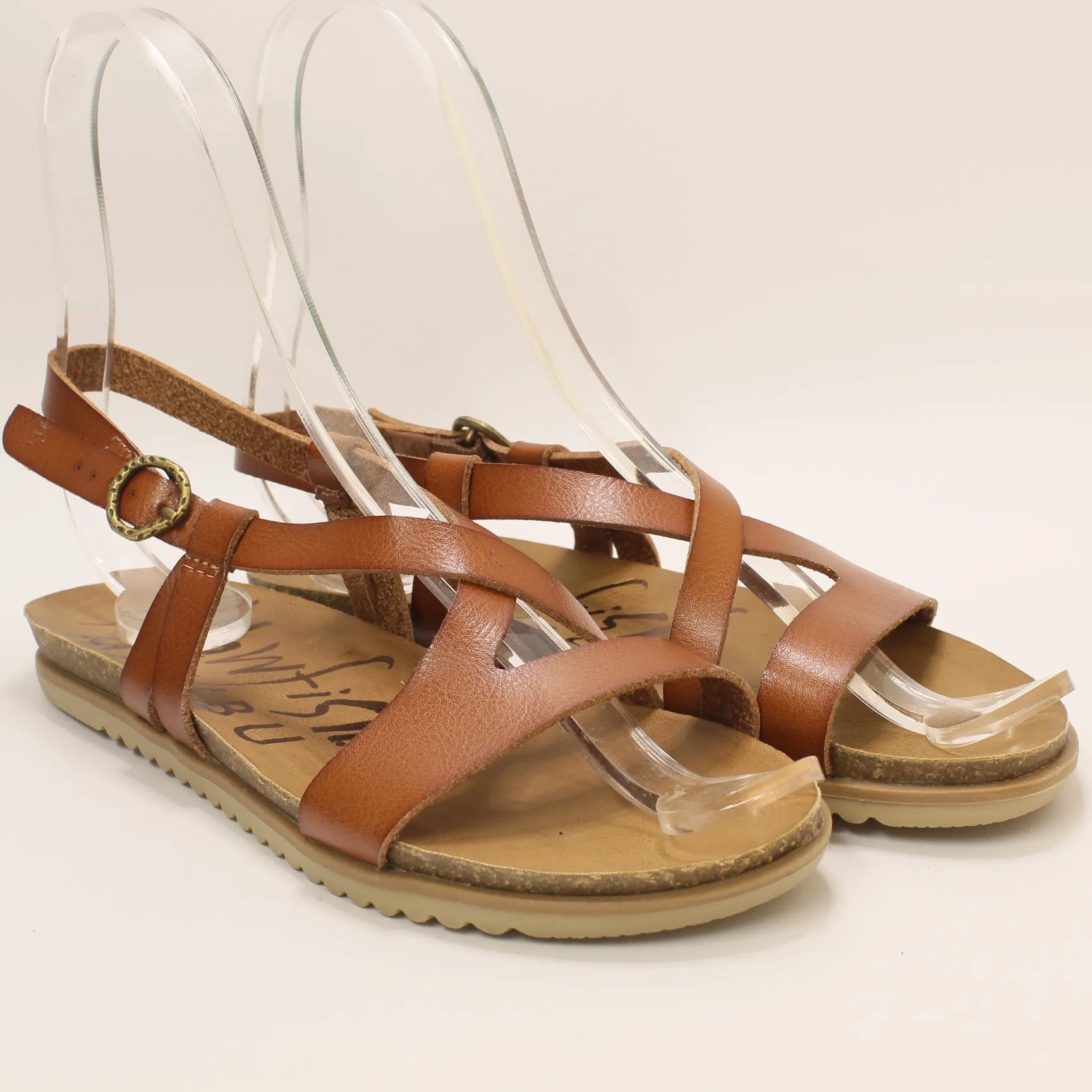 Odd Sizes - Womens Blowfish Malibu Mercury Sandal Wood Dyecut UK Sizes - Right 3/Left 4