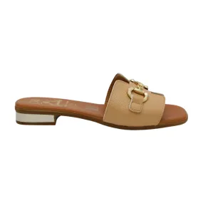 OH MY SANDALS Camel Leather Slider Sandal 5348