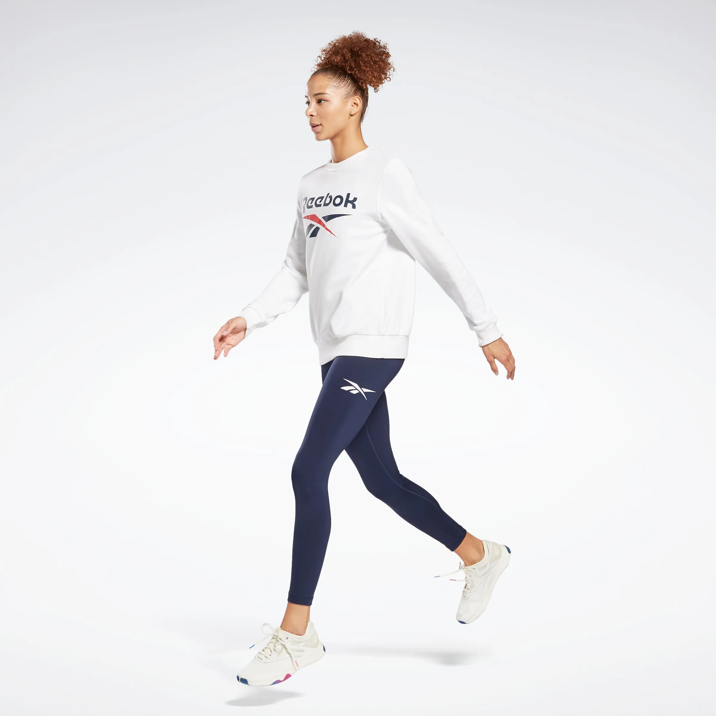 Reebok Apparel Women Reebok Identity Logo French Terry Crew Sweatshirt White