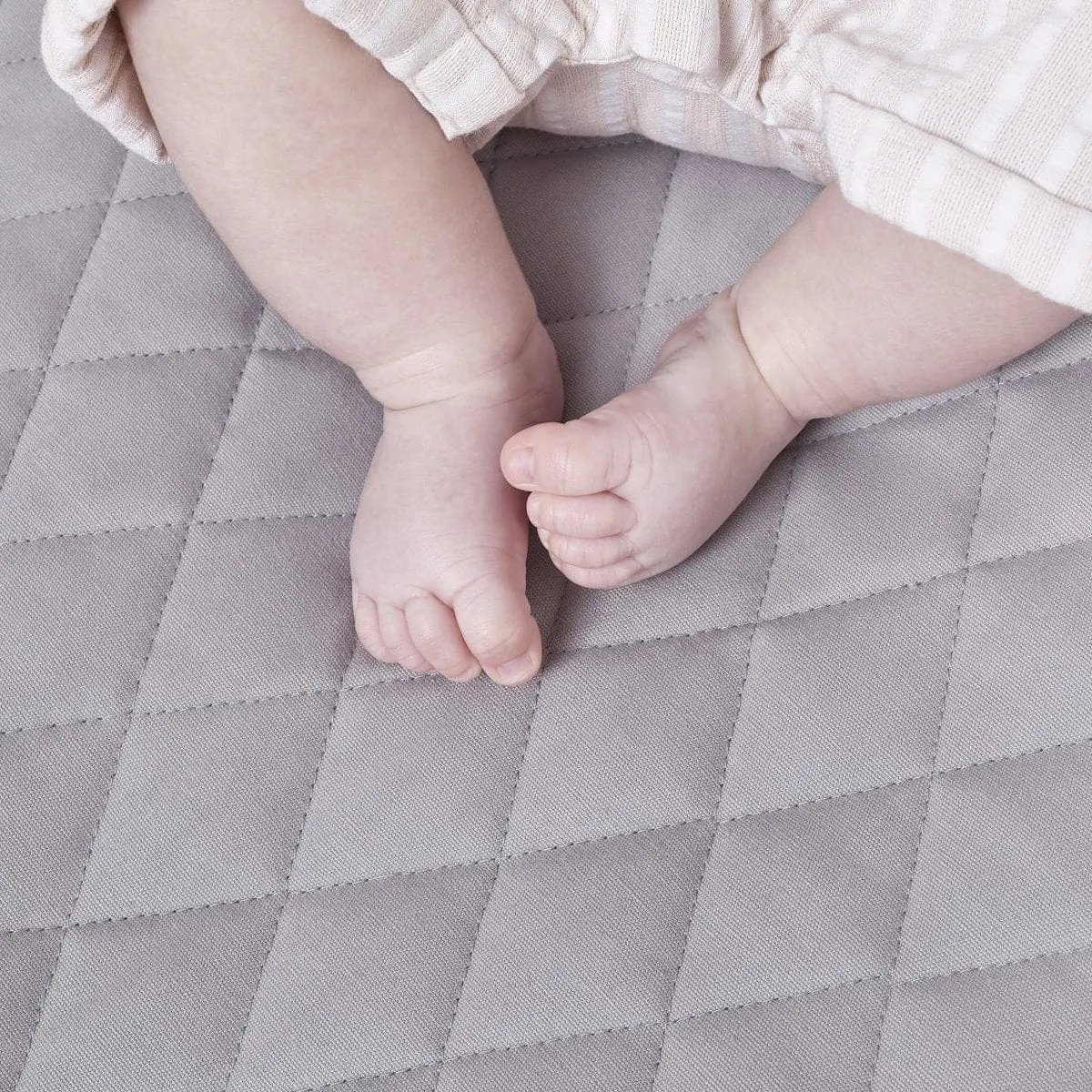 The Little Green Sheep Quilted Baby Playmat - Grey -No travel bag