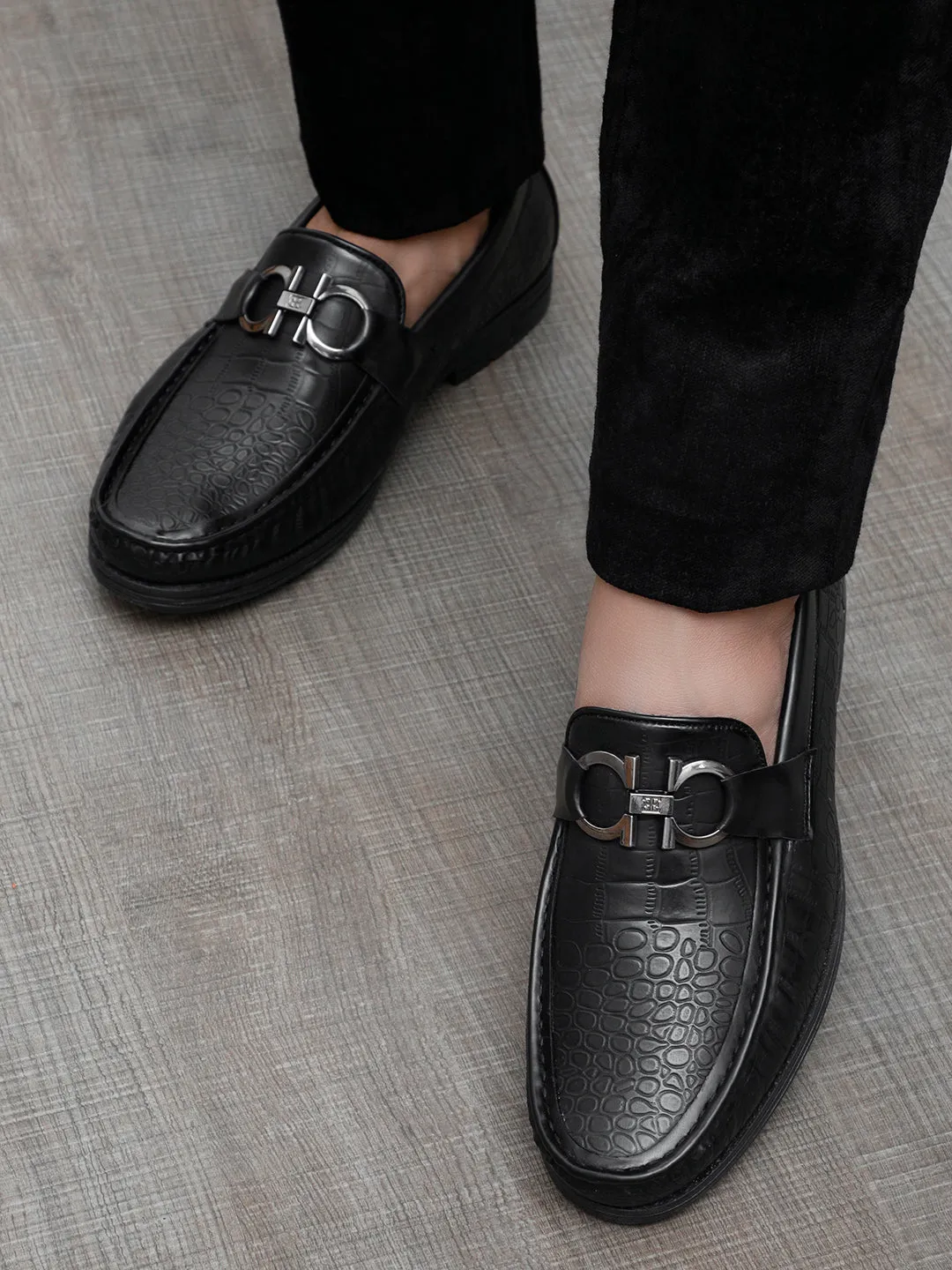 Topman Black Buckle Loafers