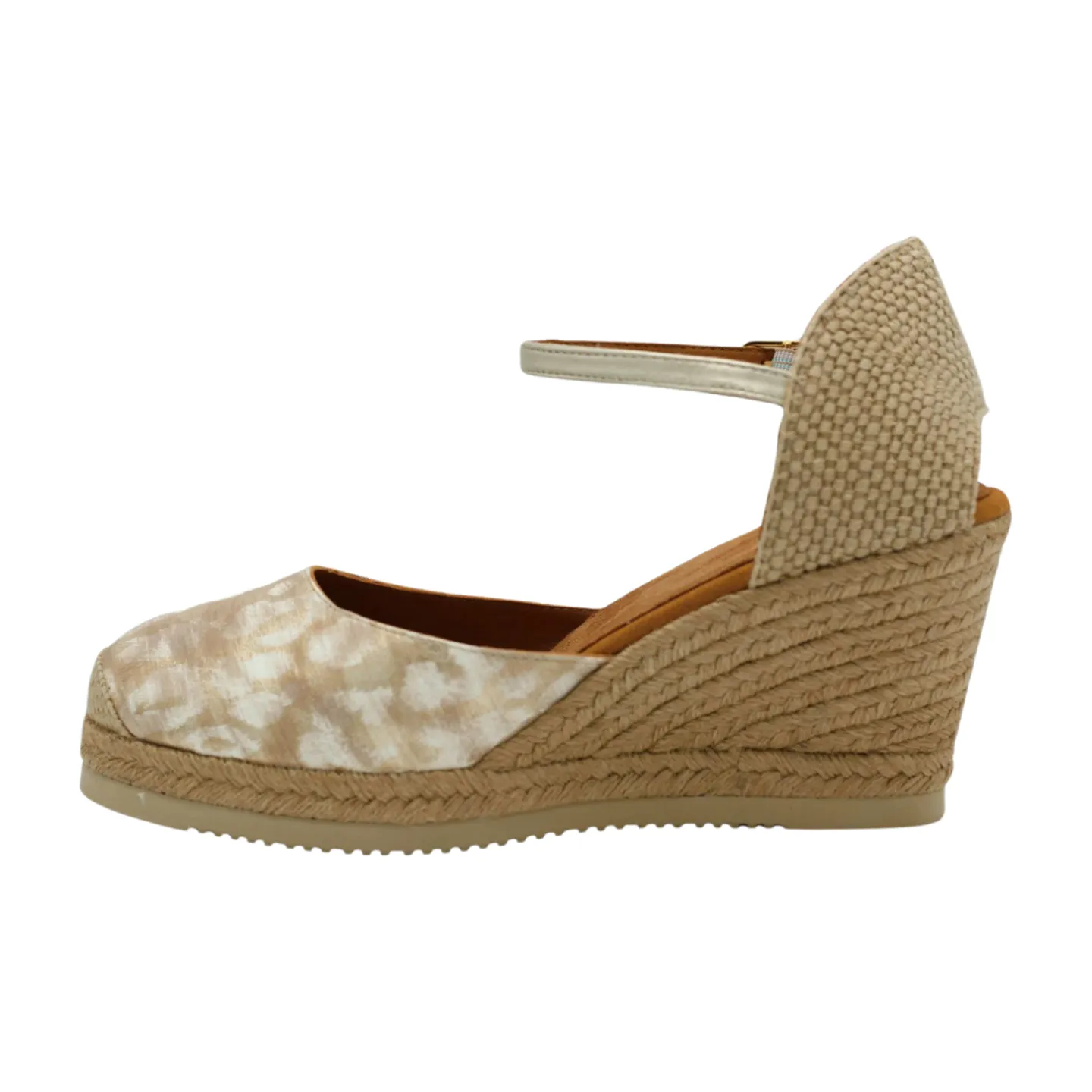 UNISA Gold Print Leather Espadrille Castilla