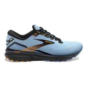 Women's Brooks Ghost 15, Light Blue/Black/Yellow, 6 B Medium